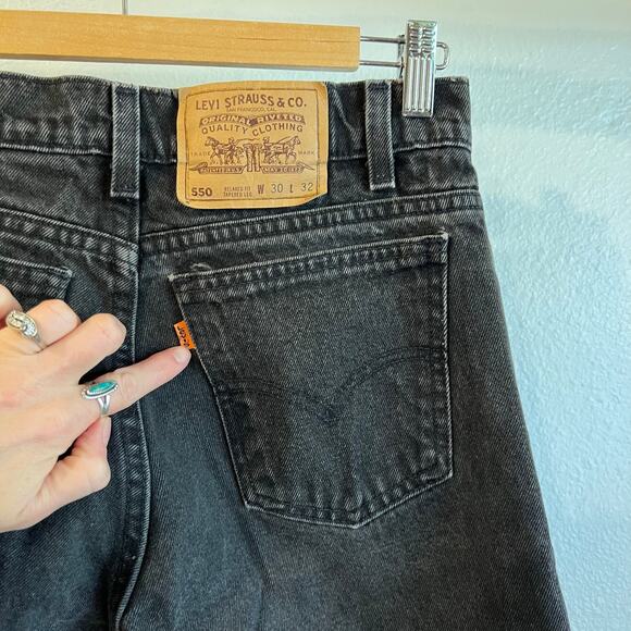 550 Levi's Vintage 90s Black Orange Tab USA Made Relaxed Fit Jeans Size 28 - Picture 6 of 13